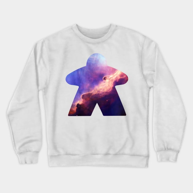 Blue Space Nebula Meeple | Board Game Fan Crewneck Sweatshirt by gloobella
